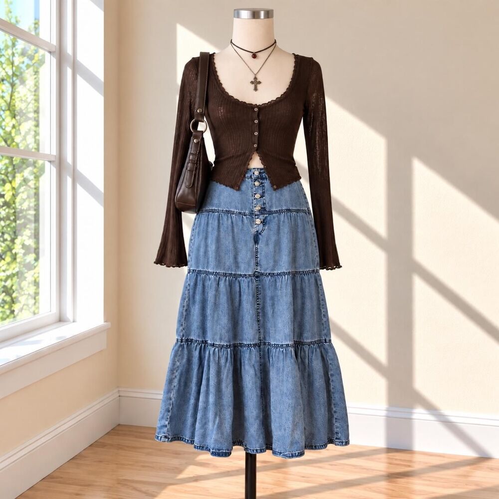 Unbranded Women's Blue and Navy Skirt